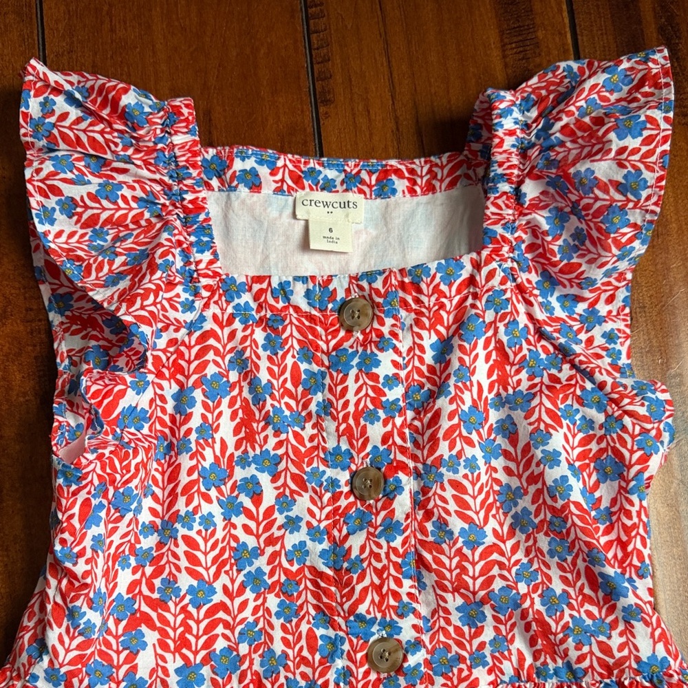 Crewcuts Red and Blue Floral Kids Dress - Picture 3 of 6